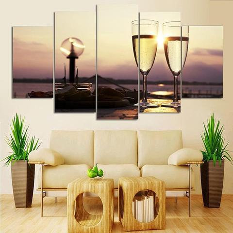 Wine Enthusiast - Wine 5 Panel Canvas Art Wall Decor Wine Enthusiast - Wine 5 Panel Canvas Art Wall Decor