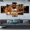 Wine Glass - Wine 5 Panel Canvas Art Wall Decor