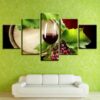 Wine Grapes Leaf Wall - Wine 5 Panel Canvas Art Wall Decor