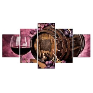 Wine Grapes Wine Racks 01 - Wine 5 Panel Canvas Art Wall Decor