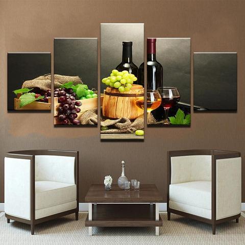 Wine Harvest - Wine 5 Panel Canvas Art Wall Decor Wine Harvest - Wine 5 Panel Canvas Art Wall Decor