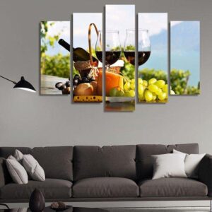 Wine Party - Wine 5 Panel Canvas Art Wall Decor