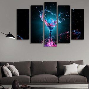 Wine Red - Wine 5 Panel Canvas Art Wall Decor