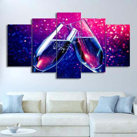 Wine Toast - Wine 5 Panel Canvas Art Wall Decor Wine Toast - Wine 5 Panel Canvas Art Wall Decor