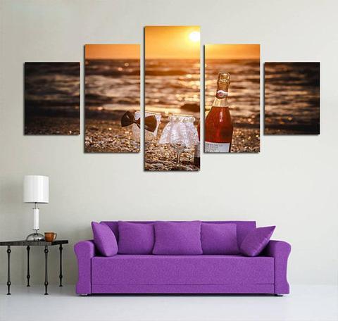 Wine Wedding Gift - Wine 5 Panel Canvas Art Wall Decor Wine Wedding Gift - Wine 5 Panel Canvas Art Wall Decor