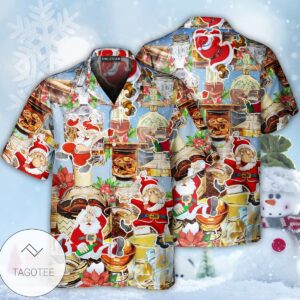 Wine Whiskey Merry Christmas Hawaiian Shirt