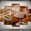 Wine and cigars 01 - Wine 5 Panel Canvas Art Wall Decor