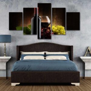 Wine for Bar Wine Coolers - Wine 5 Panel Canvas Art Wall Decor