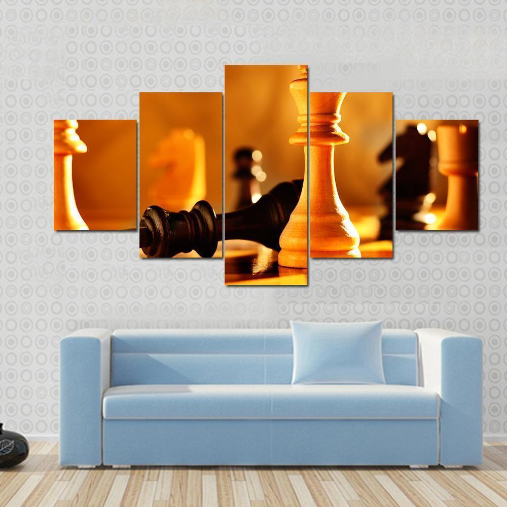 Winner And Loser In A Game Of Chess - Gaming 5 Panel Canvas Art Wall Decor Winner And Loser In A Game Of Chess - Gaming 5 Panel Canvas Art Wall Decor