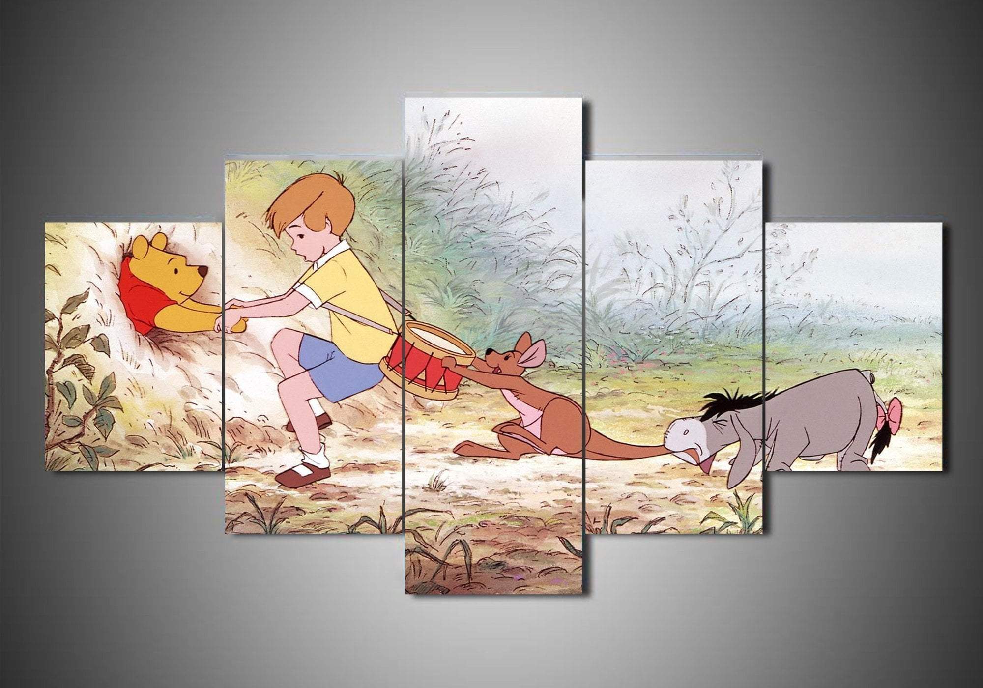 Winnie The Pooh Cartoon - 5 Panel Canvas Art Wall Decor Winnie The Pooh Cartoon - 5 Panel Canvas Art Wall Decor