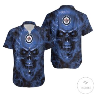 Winnipeg Jets Nhl Fan Skull Hawaiian Shirt