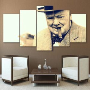 Winston Churchill - Famous Person 5 Panel Canvas Art Wall Decor
