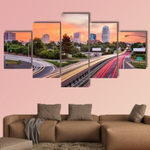 Winston Salem North Carolina - Nature 5 Panel Canvas Art Wall Decor