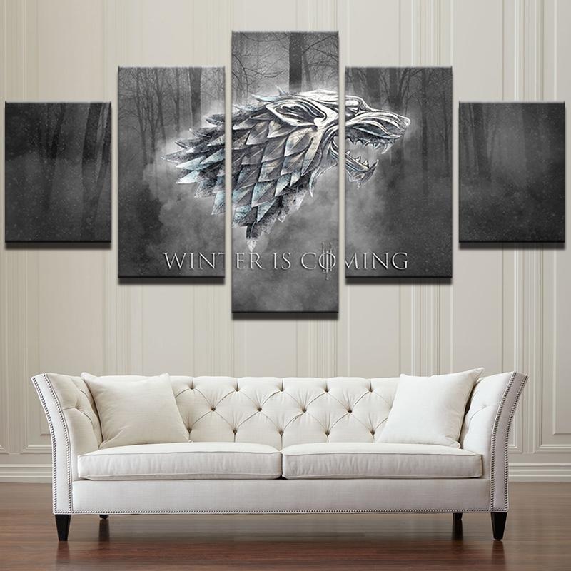 Winter Is Coming Game Of Thrones - Movie 5 Panel Canvas Art Wall Decor-CV Winter Is Coming Game Of Thrones - Movie 5 Panel Canvas Art Wall Decor-CV