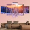 Winter Landscape Trees In Frost - Nature 5 Panel Canvas Art Wall Decor