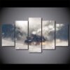 Winter Scene House Snow Forest - Nature 5 Panel Canvas Art Wall Decor