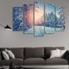 Winter Scenery - Nature 5 Panel Canvas Art Wall Decor