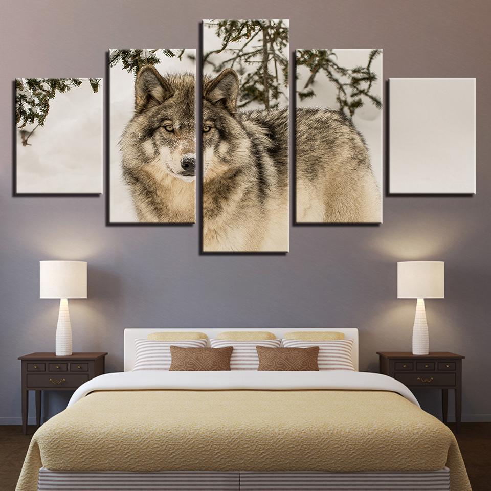 Winter Snow Wolf - Animal 5 Panel Canvas Art Wall Decor Winter Snow Wolf - Animal 5 Panel Canvas Art Wall Decor