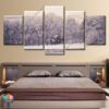 Winter Trees Snow Pale Woods - Nature 5 Panel Canvas Art Wall Decor