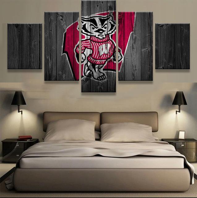 Wisconsin Badgers 1 - Sport 5 Panel Canvas Art Wall Decor Wisconsin Badgers 1 - Sport 5 Panel Canvas Art Wall Decor