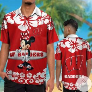 Wisconsin Badgers & Minnie Mouse Hawaiian Shirt
