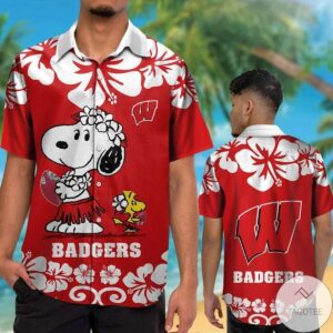 Wisconsin Badgers & Snoopy Hawaiian Shirt