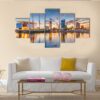 Wisconsin Downtown City Skyline On Lake Michigan - Nature 5 Panel Canvas Art Wall Decor