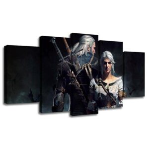 Witcher 3: Wild Hunt 2 - Gaming 5 Panel Canvas Art Wall Decor