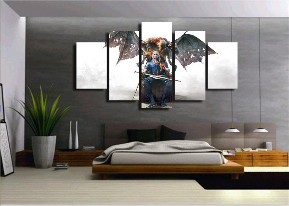 Witcher Characters - Gaming 5 Panel Canvas Art Wall Decor Witcher Characters - Gaming 5 Panel Canvas Art Wall Decor