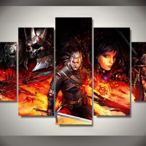 Witcher Iii: Wild Hunter - Gaming 5 Panel Canvas Art Wall Decor