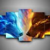 Wolf 1 - Abstract Animal 5 Panel Canvas Art Wall Decor