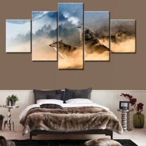Wolf 10 - Animal 5 Panel Canvas Art Wall Decor