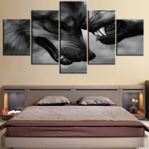 Wolf 12 - Animal 5 Panel Canvas Art Wall Decor Wolf 12 - Animal 5 Panel Canvas Art Wall Decor