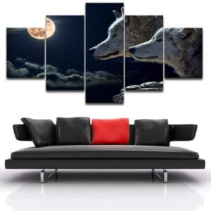 Wolf 13 - Animal 5 Panel Canvas Art Wall Decor