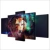 Wolf 16 - Animal 5 Panel Canvas Art Wall Decor