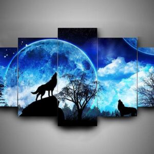 Wolf 2 - Abstract Animal 5 Panel Canvas Art Wall Decor