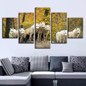 Wolf 29 - Animal 5 Panel Canvas Art Wall Decor