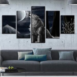 Wolf 32 - Animal 5 Panel Canvas Art Wall Decor