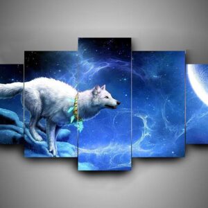Wolf 5 - Abstract Animal 5 Panel Canvas Art Wall Decor