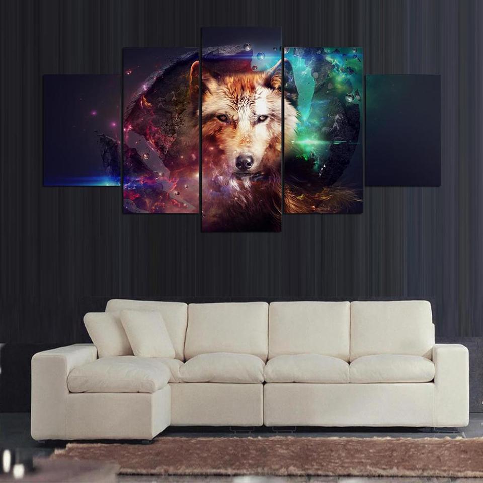 Wolf 68 - Animal 5 Panel Canvas Art Wall Decor Wolf 68 - Animal 5 Panel Canvas Art Wall Decor