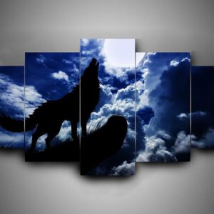 Wolf 8 - Abstract Animal 5 Panel Canvas Art Wall Decor