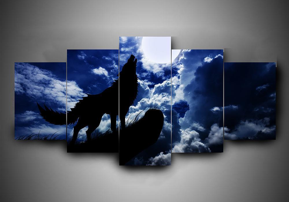 Wolf 8 - Abstract Animal 5 Panel Canvas Art Wall Decor Wolf 8 - Abstract Animal 5 Panel Canvas Art Wall Decor