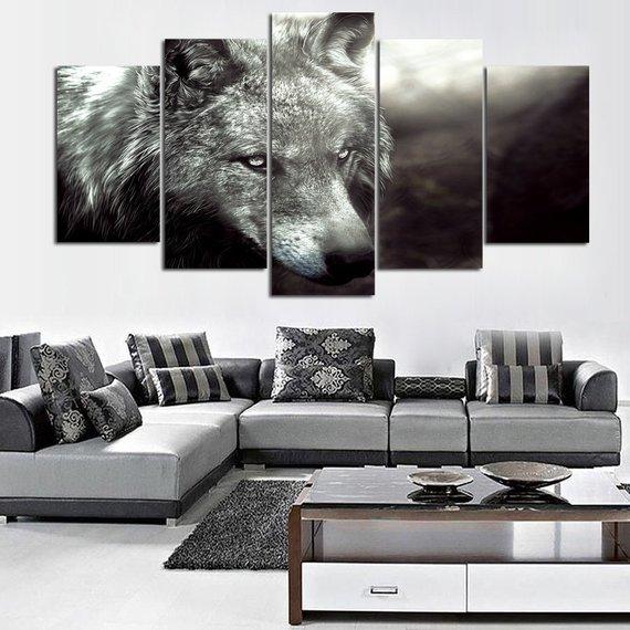 Wolf 9 - Animal 5 Panel Canvas Art Wall Decor Wolf 9 - Animal 5 Panel Canvas Art Wall Decor