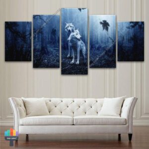 Wolf Animal Dark Fantasy - Animal 5 Panel Canvas Art Wall Decor