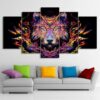 Wolf Artwork - Abstract 5 Panel Canvas Art Wall Decor