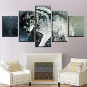 Wolf Frames - Animal 5 Panel Canvas Art Wall Decor