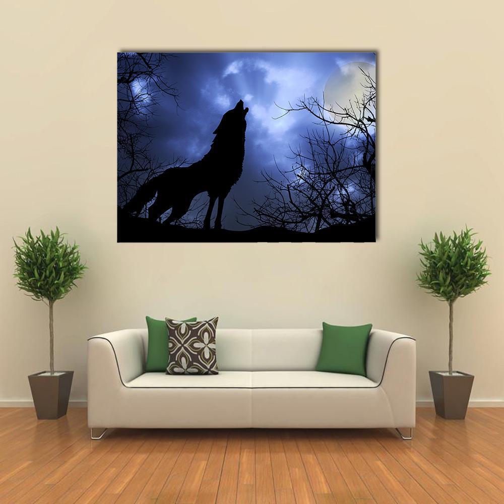 Wolf Howling In Dark - Animal 5 Panel Canvas Art Wall Decor Wolf Howling In Dark - Animal 5 Panel Canvas Art Wall Decor