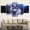 Wolf In Forest - Animal 5 Panel Canvas Art Wall Decor