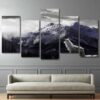 Wolf In The Mountains - Animal 5 Panel Canvas Art Wall Decor