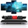 Wolf Moon - Animal 5 Panel Canvas Art Wall Decor